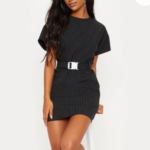 pin stripe belted mini dress